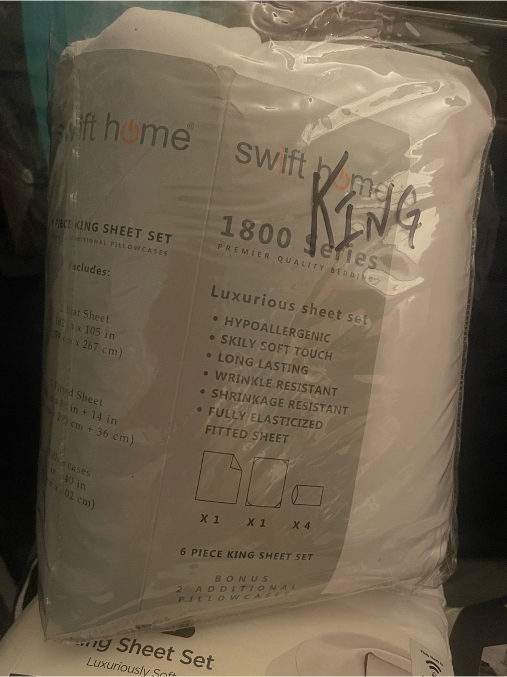 Swift Home 1800 Series King Sheet Set - White
